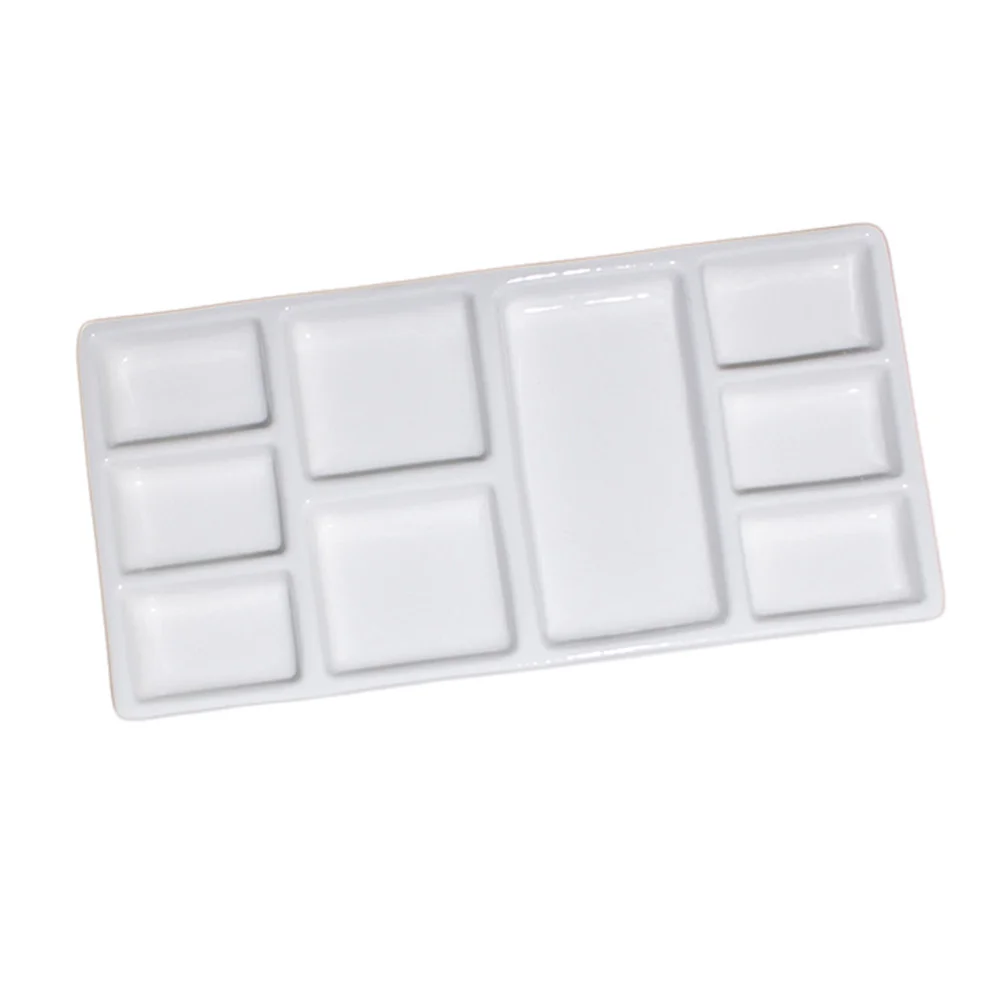 Rectangular Ceramic Palette Artist Paint Tray Pigment Holder Color Mixing Supplies