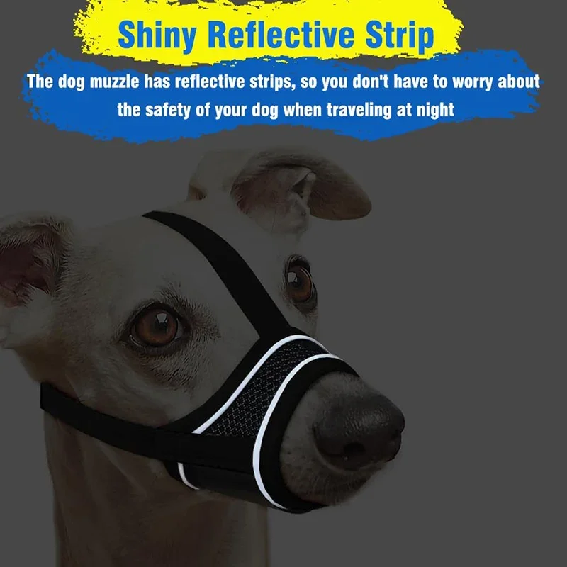 Breathable Dog Muzzle Drinkable Anti Biting Barking Chewing Muzzle for Dog with Anti-Drop Adjustable Reflective Strap in Night