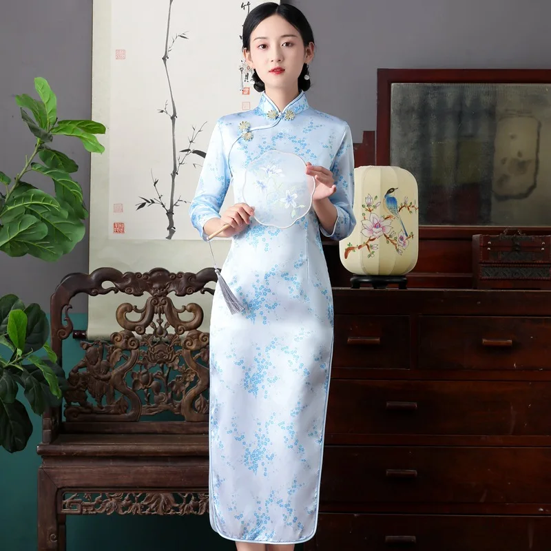 Vhersily Robe élégante Allaitement Chinois Vintage Cheongsam