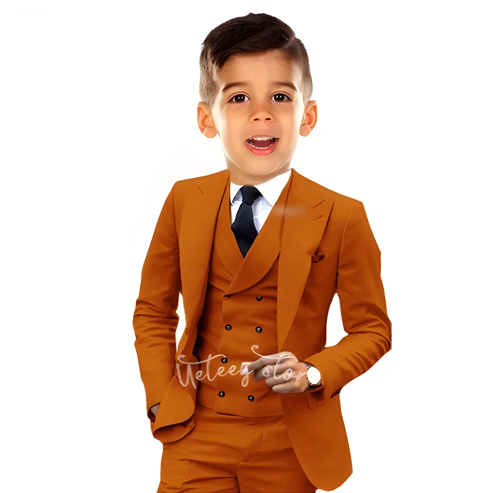 Boys Suit Orange Wedding Attire Tuxedo Party Ceremony Dress Suit for Kids Formal Custom Blazer 3 Piece Set S41a63b7ca6fd4ccfa7dcfe89432148eem