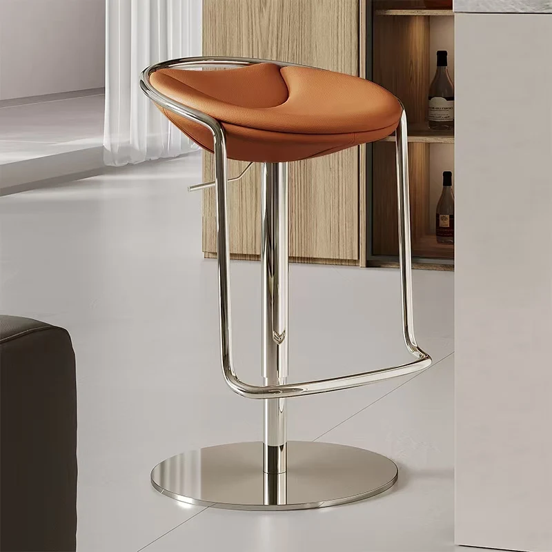 Simple White Lounge Bar Stool Portable High Beauty Metal Bistro Bar Chair Kitchen Swivel Comfortable Banqueta Home Furniture
