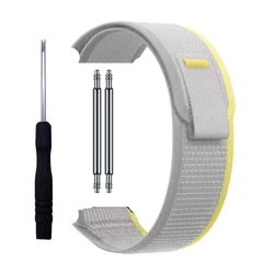 Universal Nylon Trail Loop Watch Strap - Sport Replacement Bracelet - 22mm (Yellow - White)