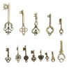 13pcs Vintage Antique Old Brass Skeleton Alloy Keys Lot Cabinet Barrel Lock Hand Sanitzer Holder Key Chain Home Decor 3
