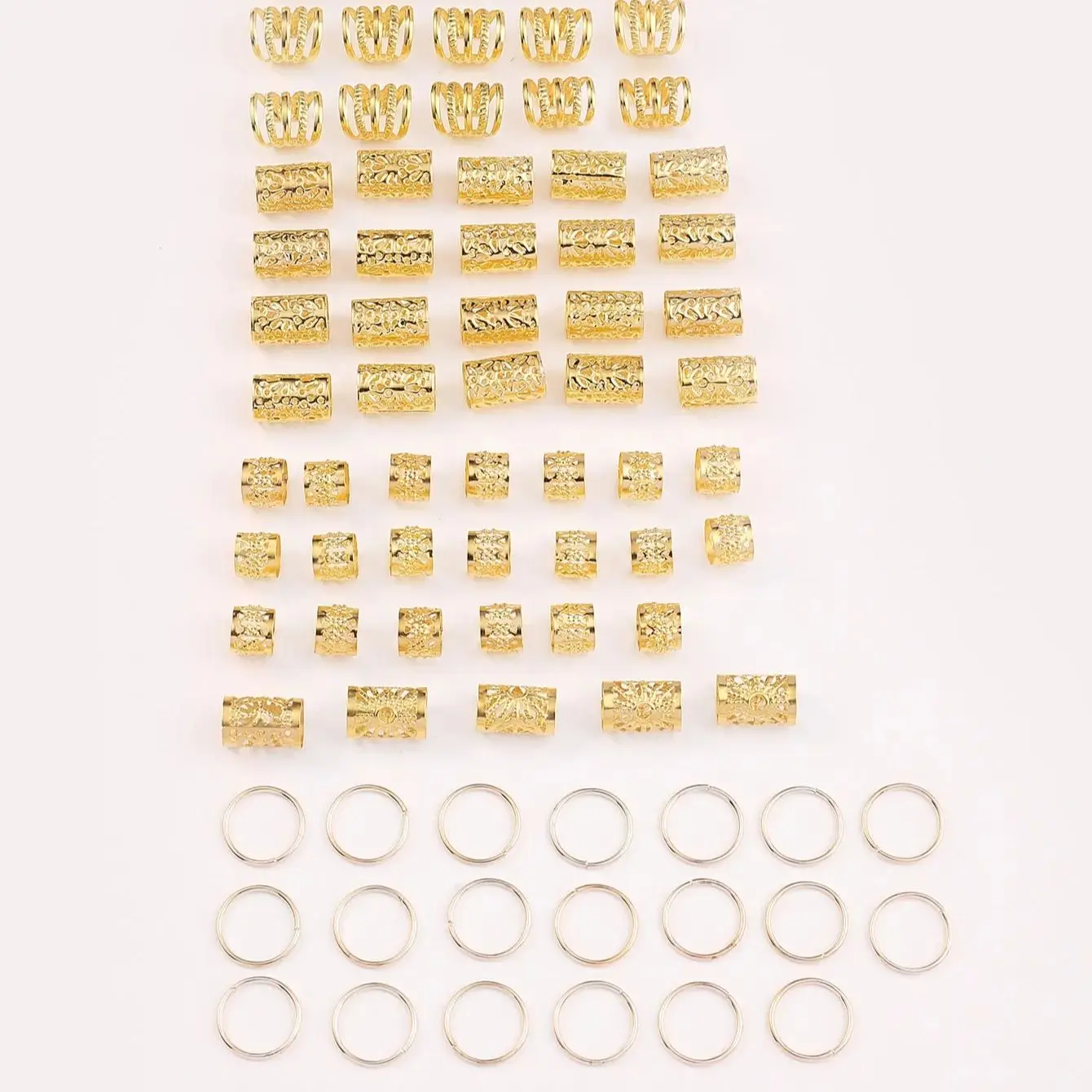 85pcs Hollow Out Hair Ring Accessories Dreadlocks Beads Hair Braid Rings Clips Dread Locks Braiding Metal Cuffs Decoration hair accessory jewelry accessories