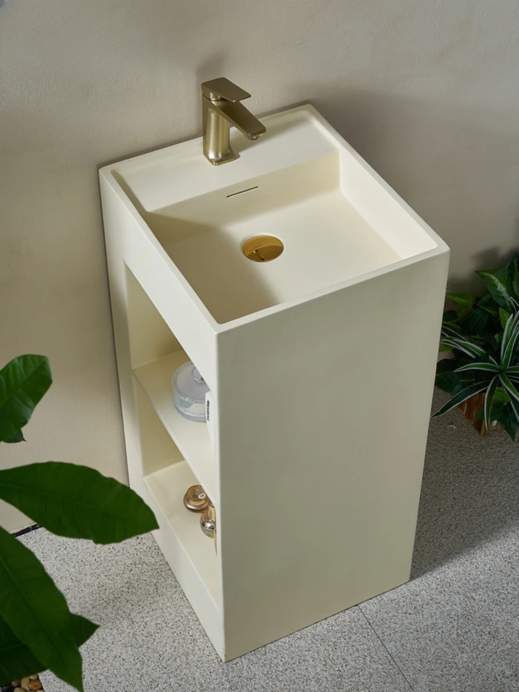 

Artificial stone pillar basin, integrated with milk, oil, and air, floor standing storage and hand washing basin
