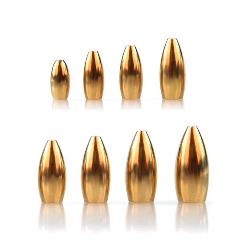 

5/10Pcs Fishing Bullet Weight Bullet Shape Copper Fishing Sinker For Crank Hook Fishing Tackle Texas Rig Bait Accessories