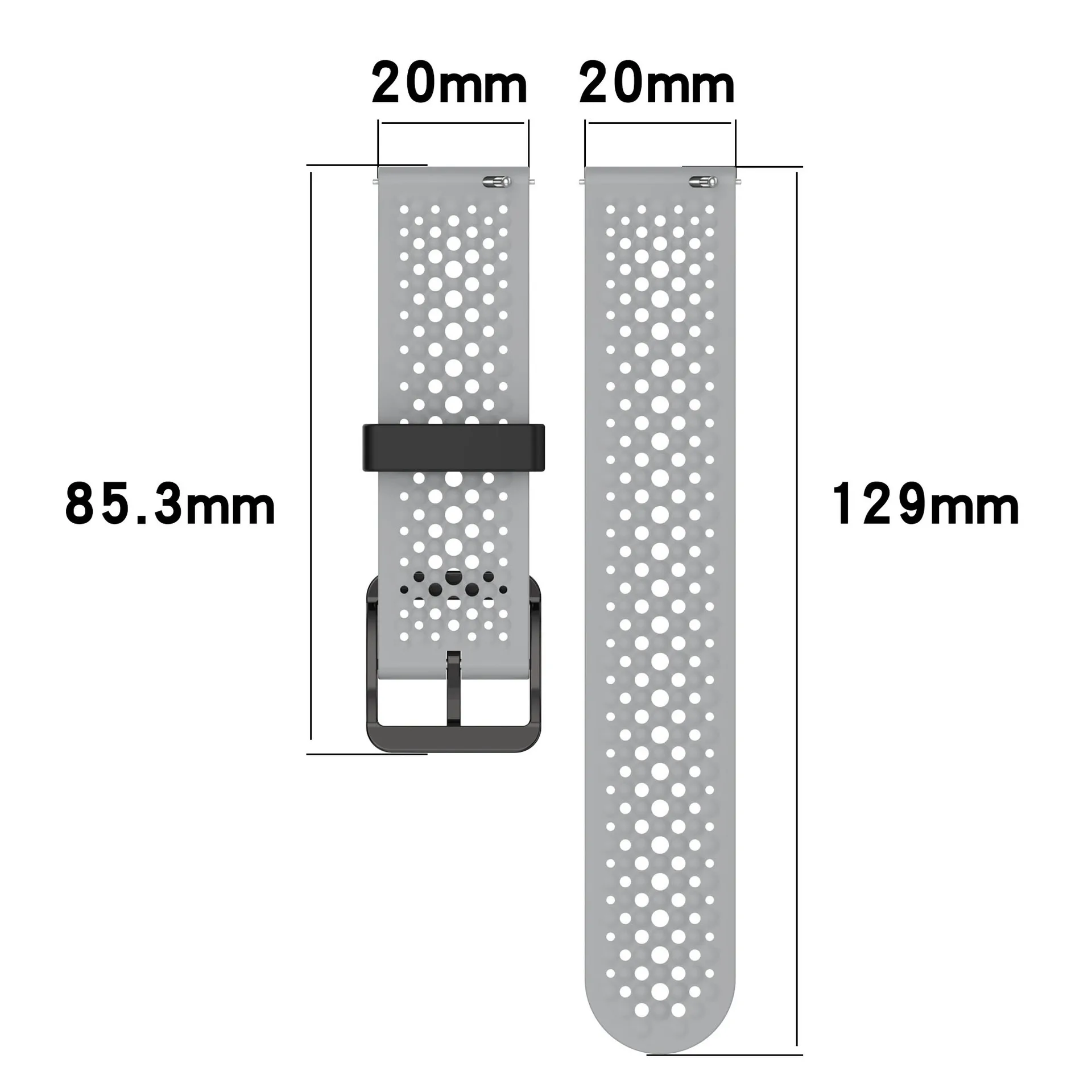Premium 20mm Liquid Silicone Smartwatch Strap Bracelet