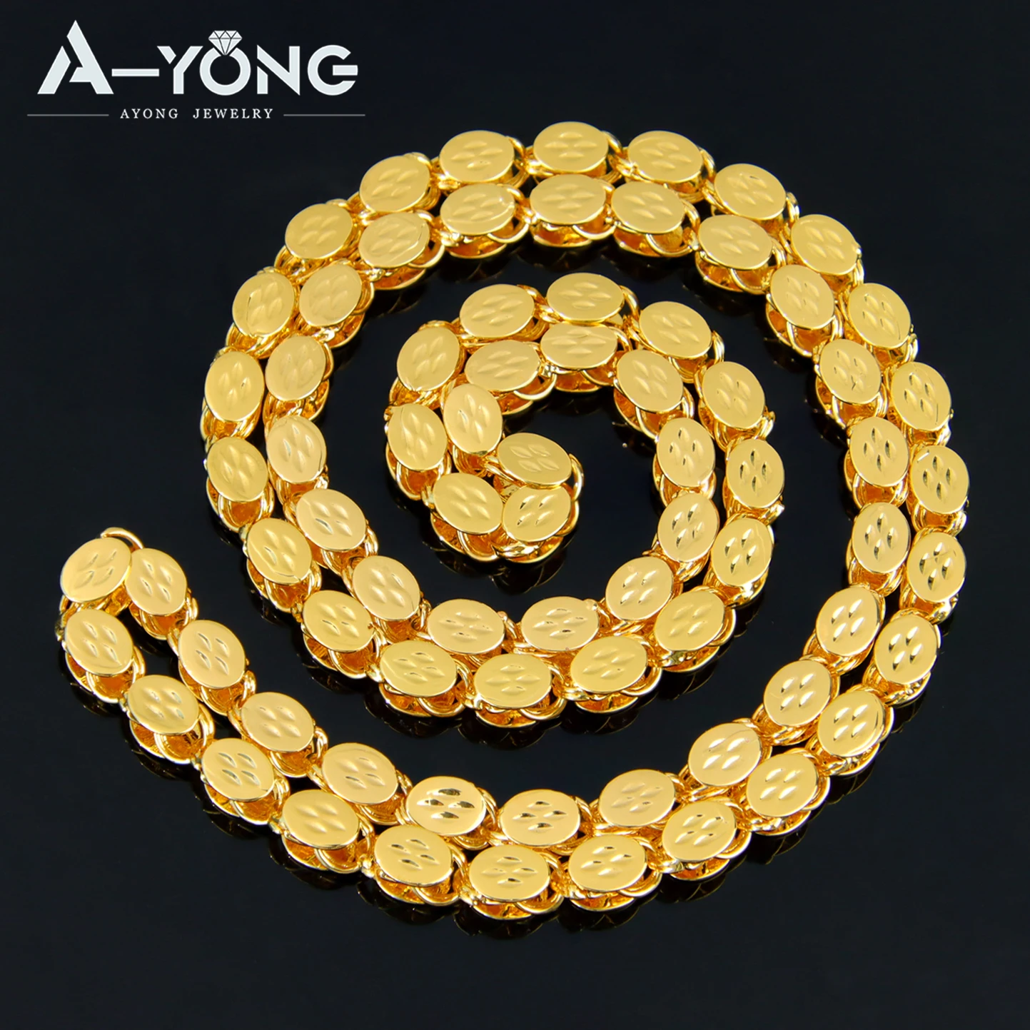Luxury Arabic Wedding Long Necklace 50/100cm 24k Gold Plated Islamic Turkish Women Bridal Engagement Party Chic Jewelry 5