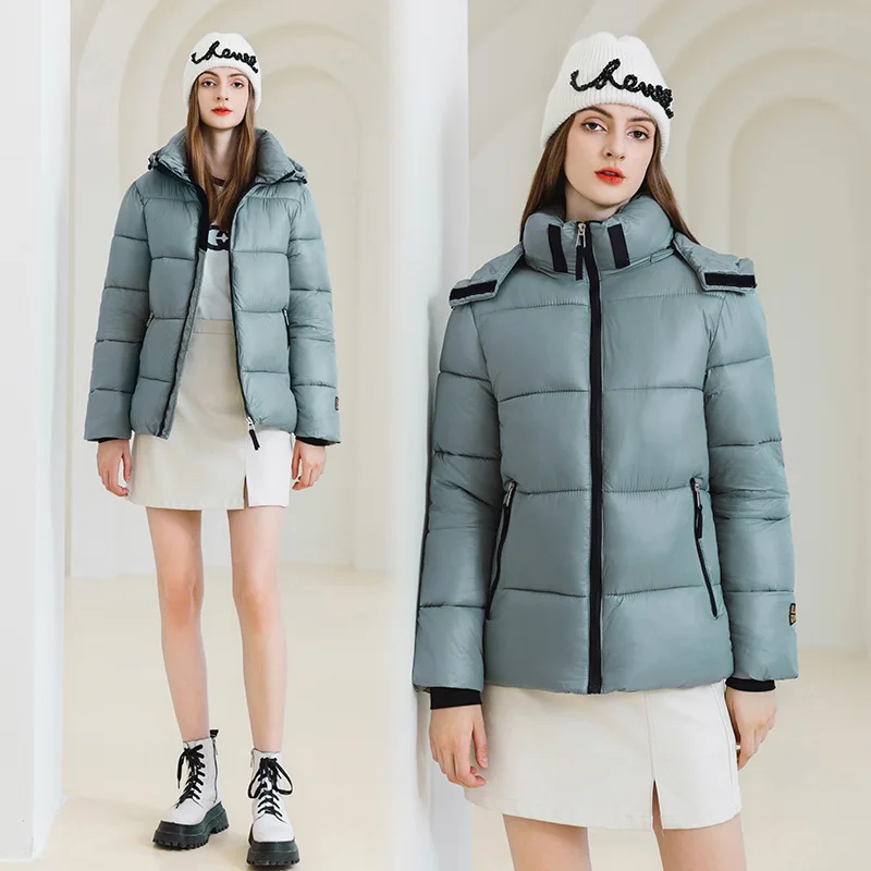 

Женская короткая стеганая куртка на хлопковом наполнителе, новинка зимы 2023, модная стеганая куртка с ремешком на спине