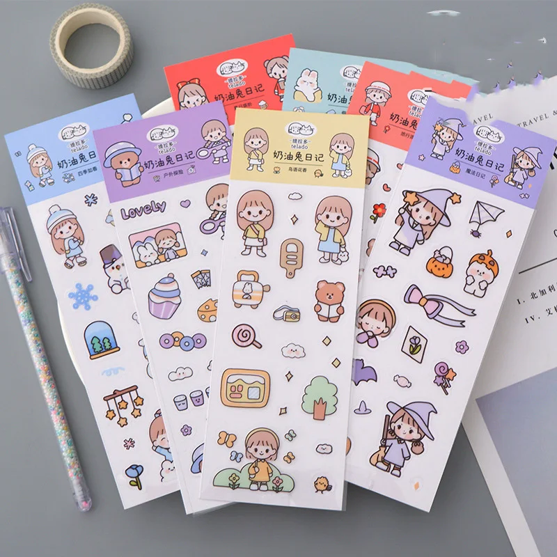

40 pack/lot Kawaii Rabbit Bear Girl Stickers DIY Diary Scrapbooking Label Sticker stationery Gift School Supplies
