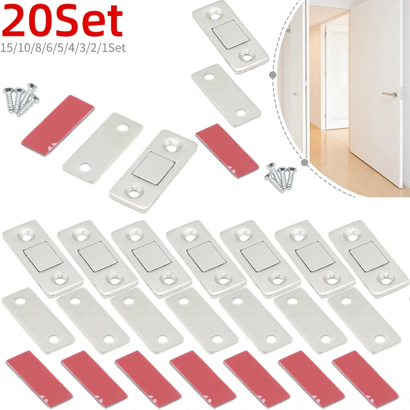 Magnetic Cabinet Catches Door Closer Door Catches Cabinet Door Stop Door Stops Strong Anti-Rust Magnet Hidden Door Closer With Screw Closet Home Furniture Hardware Tool