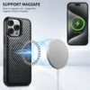 Carbon Fiber Leather Magnetic 2-in-1 Card Holder Wallet Phone Case Support Wireless Charging for iPhone 16ProMax 15Plus 14 13 12 5
