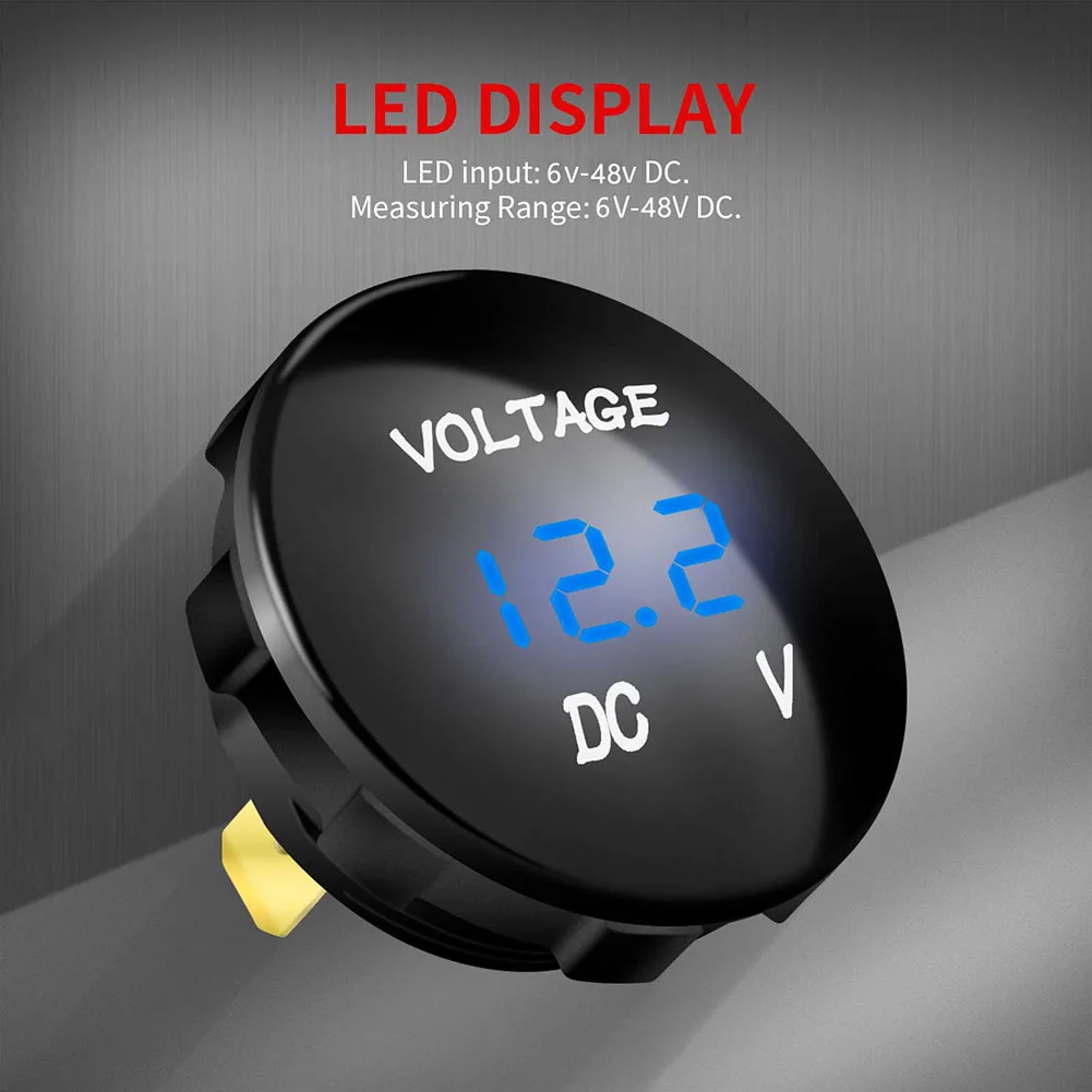 터미널이있는 DC 5-48V 전압계 3 자리 LED 디스플레이 디지털 전압 측정기 테스트 도구 자동차 오토바이 전압계 전압 테스터