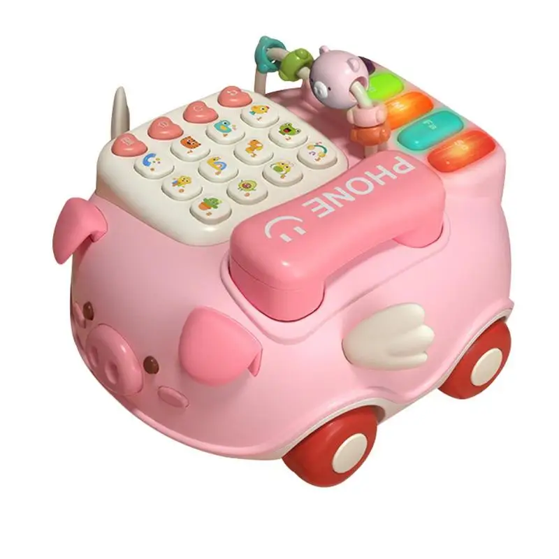 

Toddlers Musical Phone Toy Cartoon Pig Simulated Landline Smartphone Call Play Piano Early Education Music Learn Educational