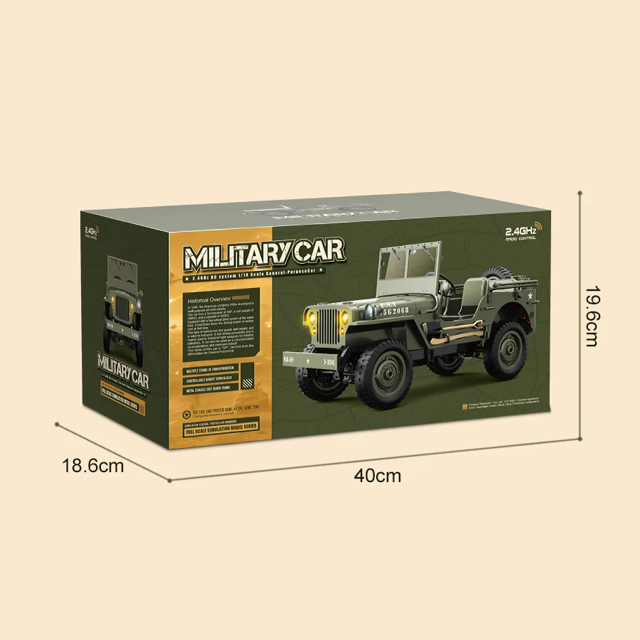JJRC C8815 Rc Car 2.4g Crawler Climbing Scale Off-Road Vehicle Military Truck 1:10 Simulation Model 1941 Toy Gift