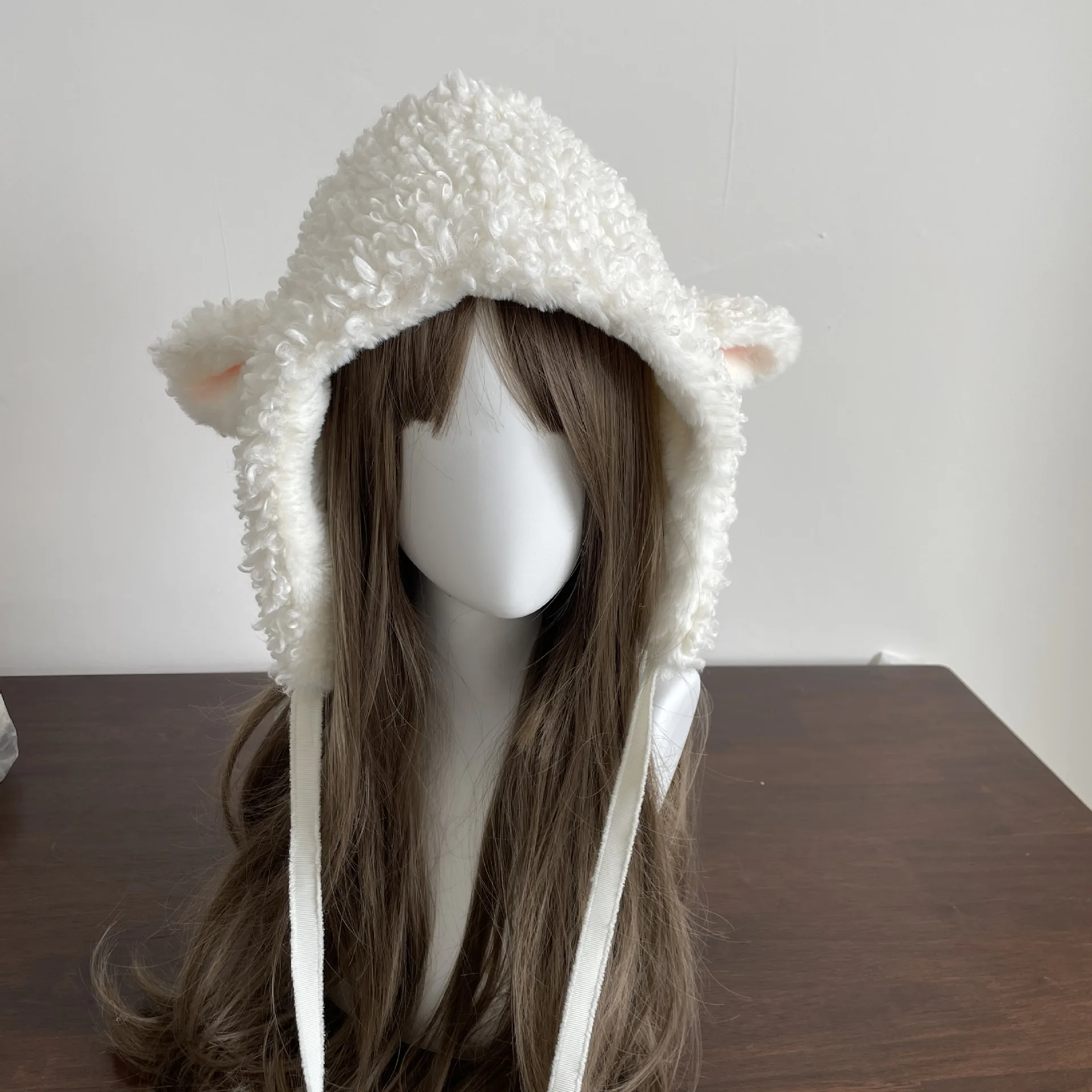 Cute Sheep Ears Hat Lamb's Wool Winter Ear Protection Hat Plush Boots Cover Socks Leg Warmers Performance Costume Bomber Hats winter hat fur hat wool hat
