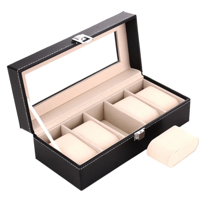 2/3/4/5/6/10/12/20Girds PU Leather Watch Box Display Case Holder Black Storage Box Organizer for Men & Women Best Gift