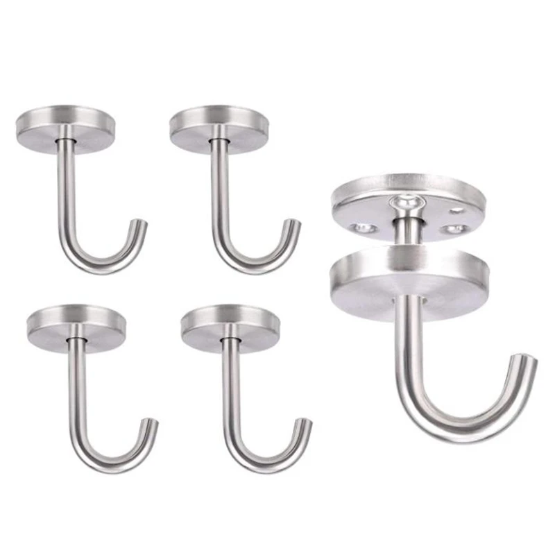 

5 Pcs Stainless Steel Ceiling Hook Round Base Top Mount Overhead Wall Hook for Hanging Plants Bird Feeders Wind Chimes
