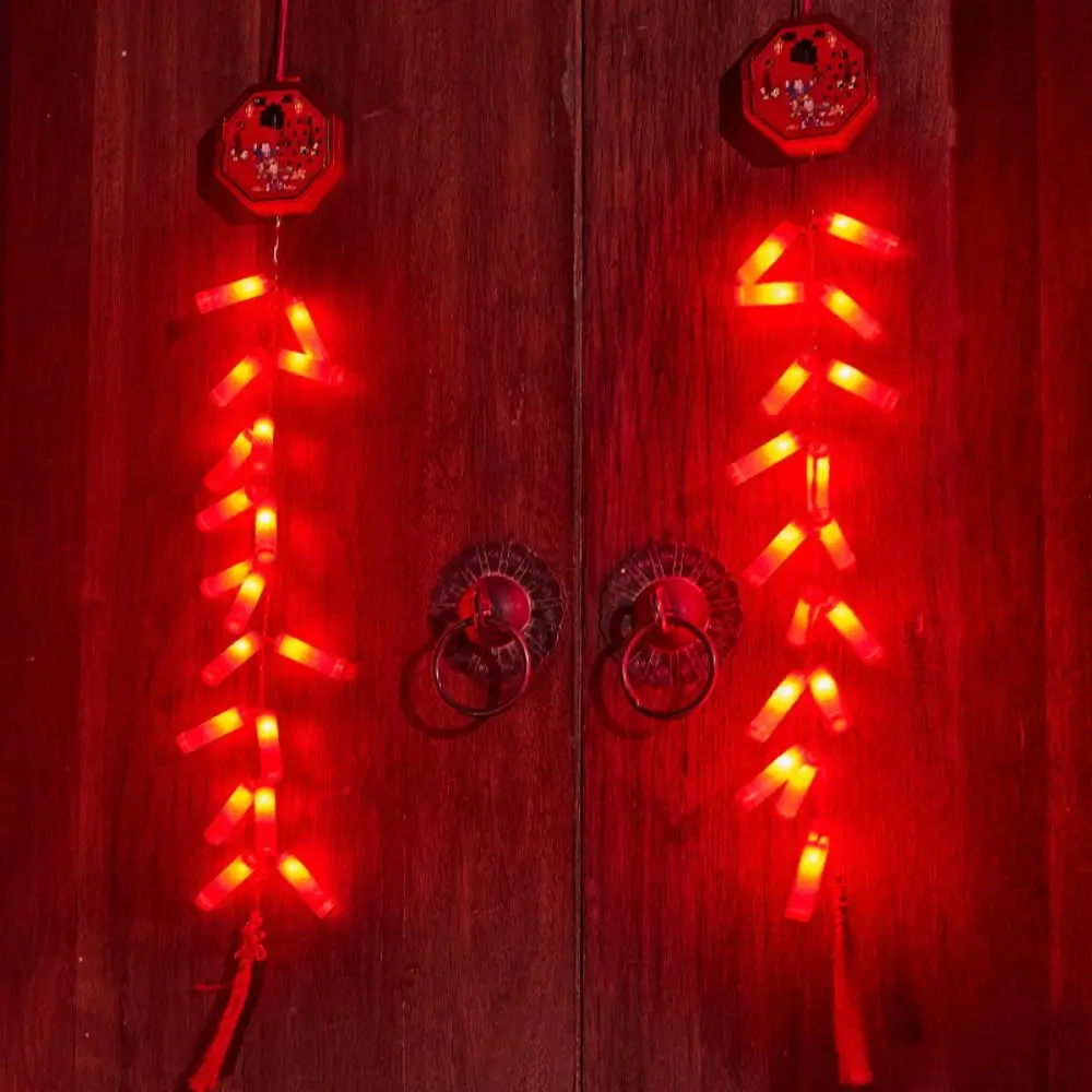 

30LED Chinese Electronic Firecracker Plastic 1.2M Firecracker String Decorative with Sound Simulated Firecracker Festival
