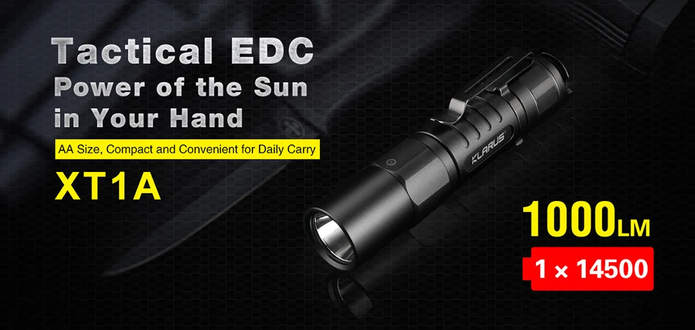 KLARUS-LED懐中電灯xt1a,cree XP-L hd v6,1000ルーメン,USB充電