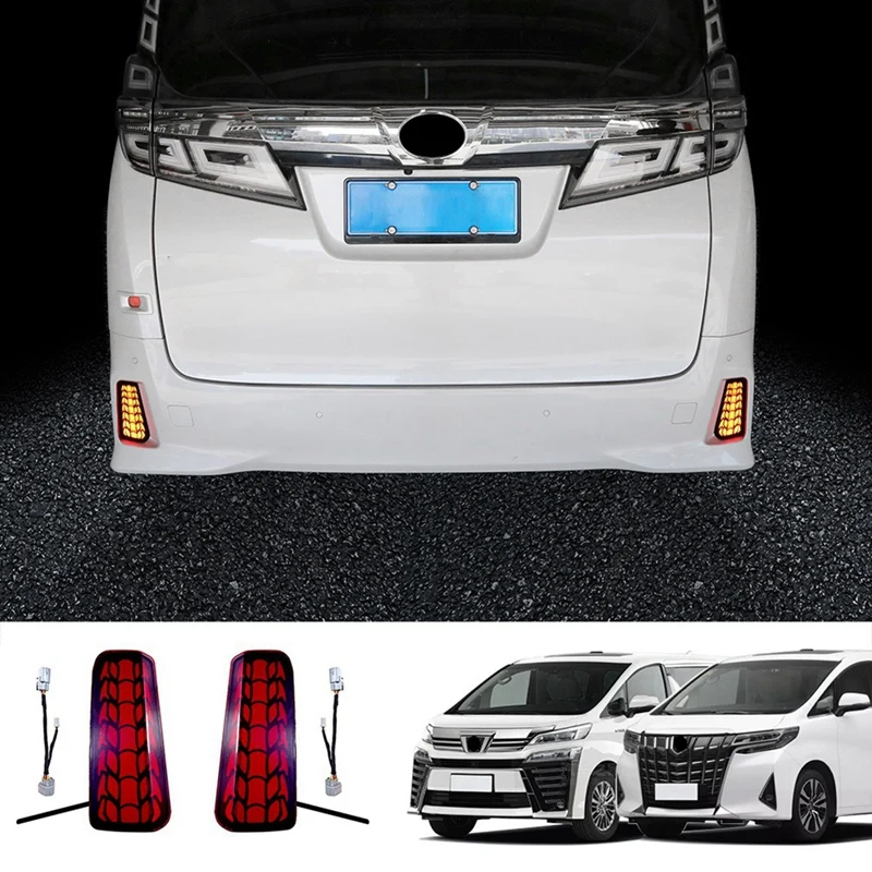 

Car LED Rear Bumper Fog Lights Brake Lights Dynamic Turn Signal Lights For Toyota ALPHARD/VELLFIRE 30 Series Replacement