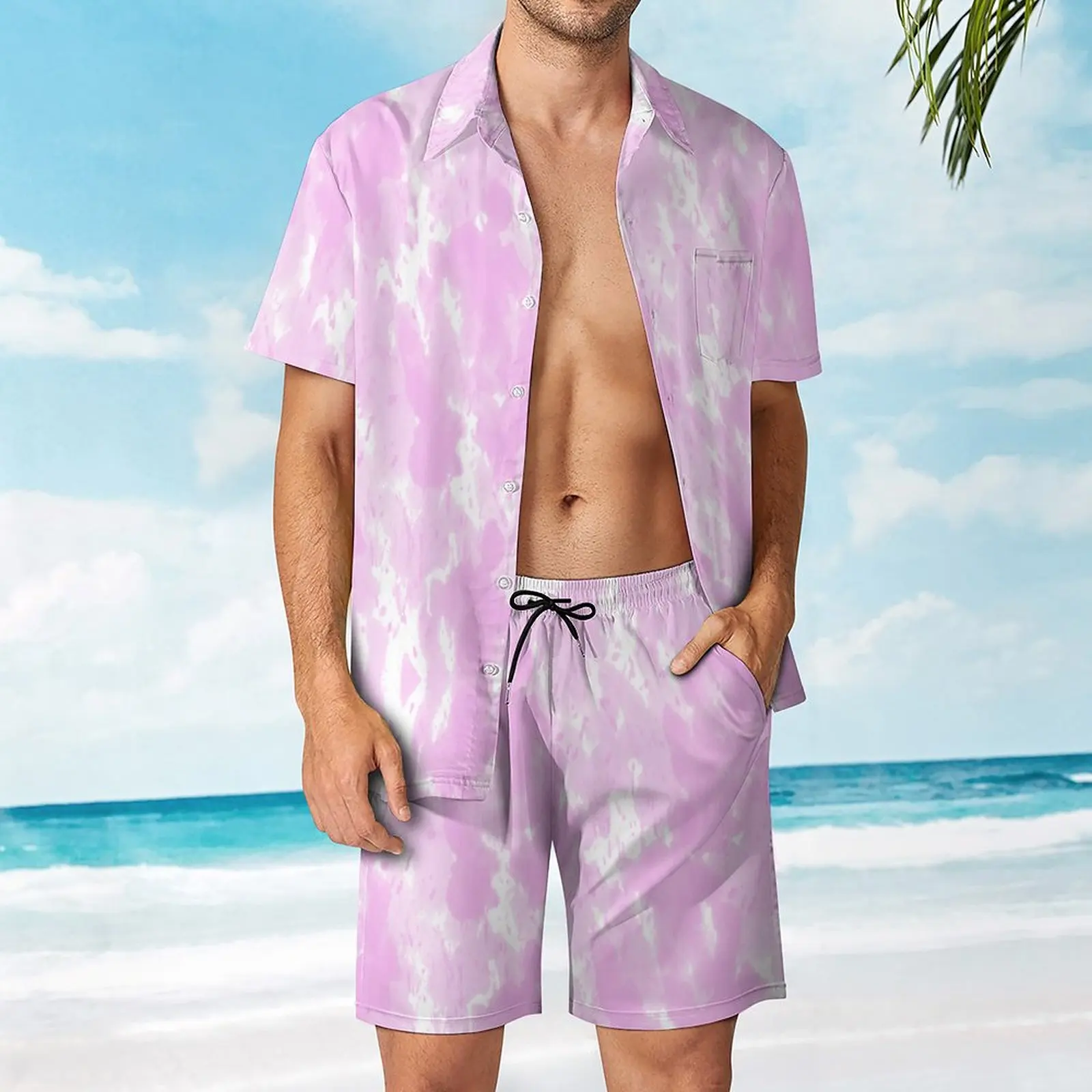 

Tie Dye Pattern Tie Dye G(1) Men's Beach Suit Novelty 2 Pieces Pantdress Vintage Swimming Eur Size