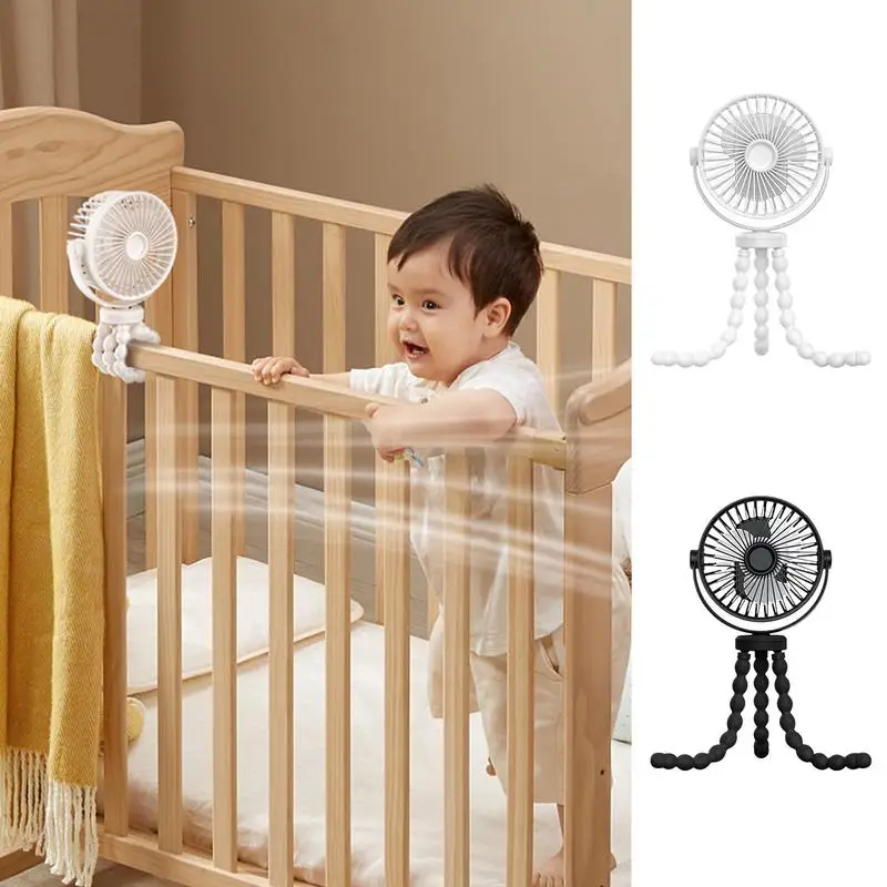 Crib Fan Handheld Cooling Fan with 3 Speeds Personal Rechargeable Quiet Mini for Camping Travel Crib Treadmill