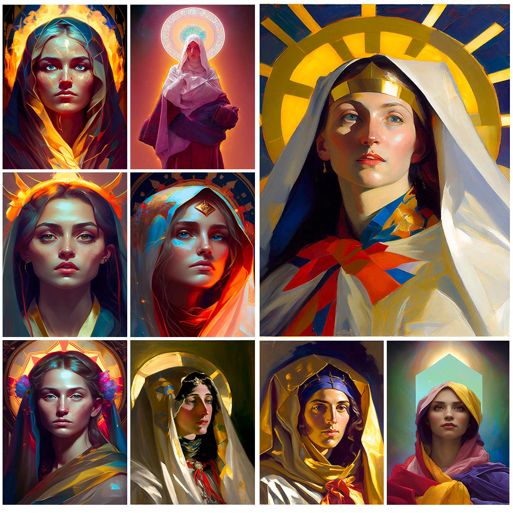 

Religion Virgin Mary Christianity Wall Pictures For Living Room Nordic Poster Wall Art Canvas Painting Home Decor Unframed