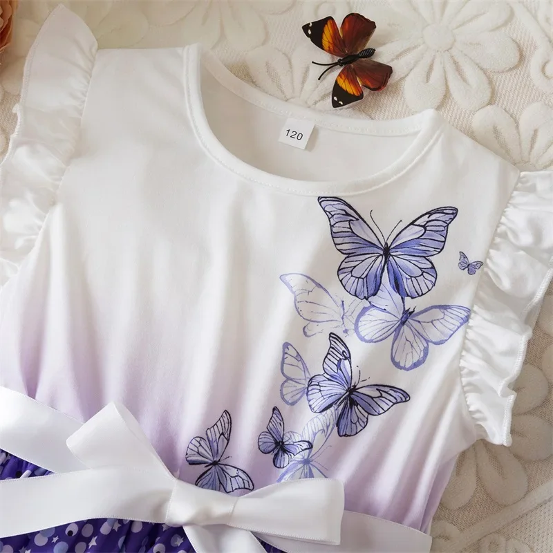 Robe d'été papillon pour fille en coton doux