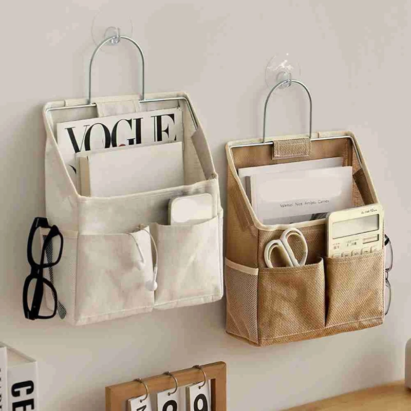 A96K-Hanging Storage Bag On Dormitory Wall Wall Door Wardrobe Desktop Fabric Bag CD Magazine Organization Basket