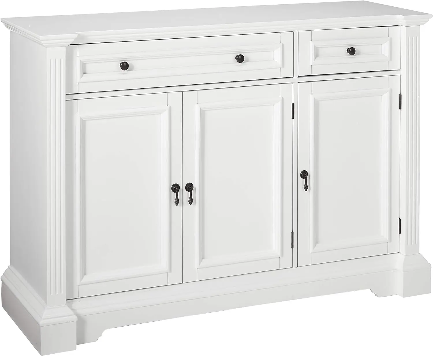 

Kings Brand Furniture White Finish Wood Buffet Breakfront Cabinet Console Table With Storage, Drawers, Shelves