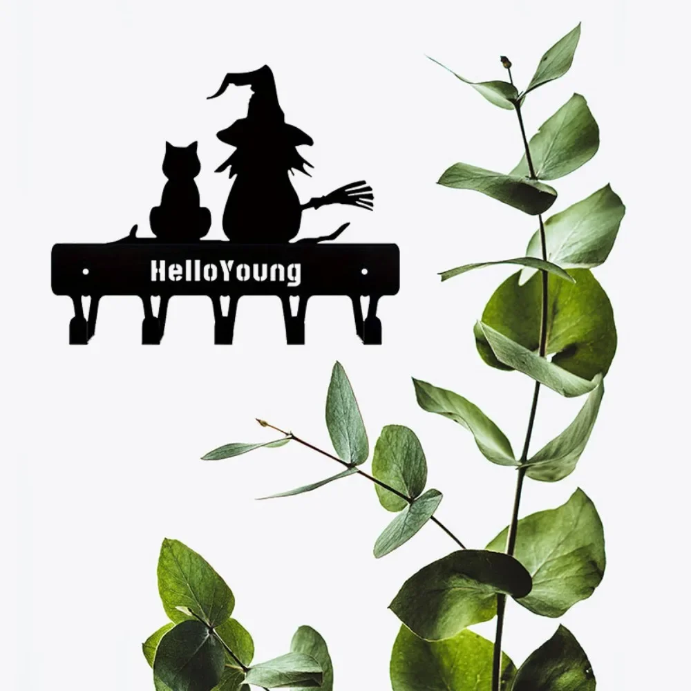 Wall Hook 1pc Witch and Cat Metal Key Holder Wall Hook Art Modeling Decorative Accessories Wall Mount,Hook,Keychain,Keychain 6