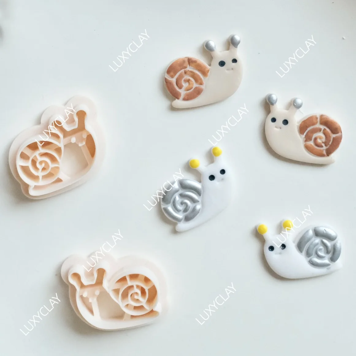 2개/세트 달팽이 모양 폴리머 클레이 몰드, DIY 펜던트 귀걸이 및 쥬얼리 제작을 위한 양각 달팽이 패턴 폴리머 클레이 커터
