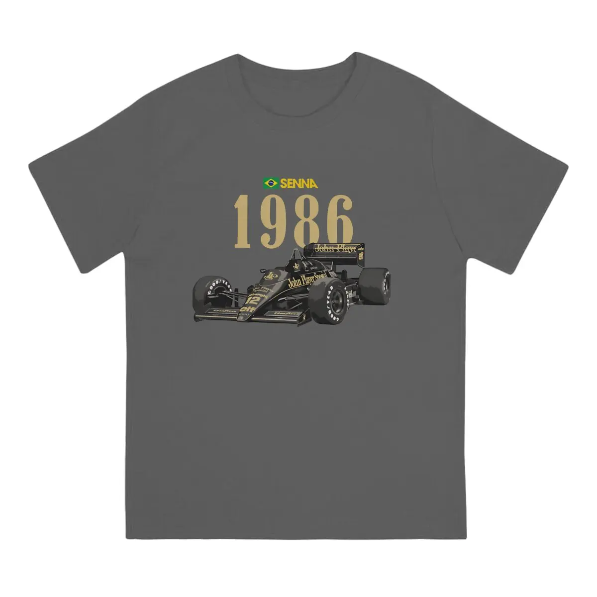 Ayrton Senna Da Silva Men's F1 Tribute Round Collar Pure Cotton T-Shirt - Distinctive Birthday Gift Streetwear