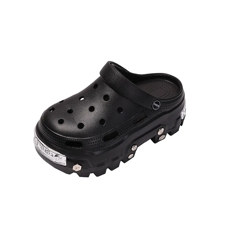 Women's Sandals Fashion Platform Slippers Punk Style Rivet Women's Shoes Increase Height Thick Soled EVA Anti-slip Slipper Paris 5