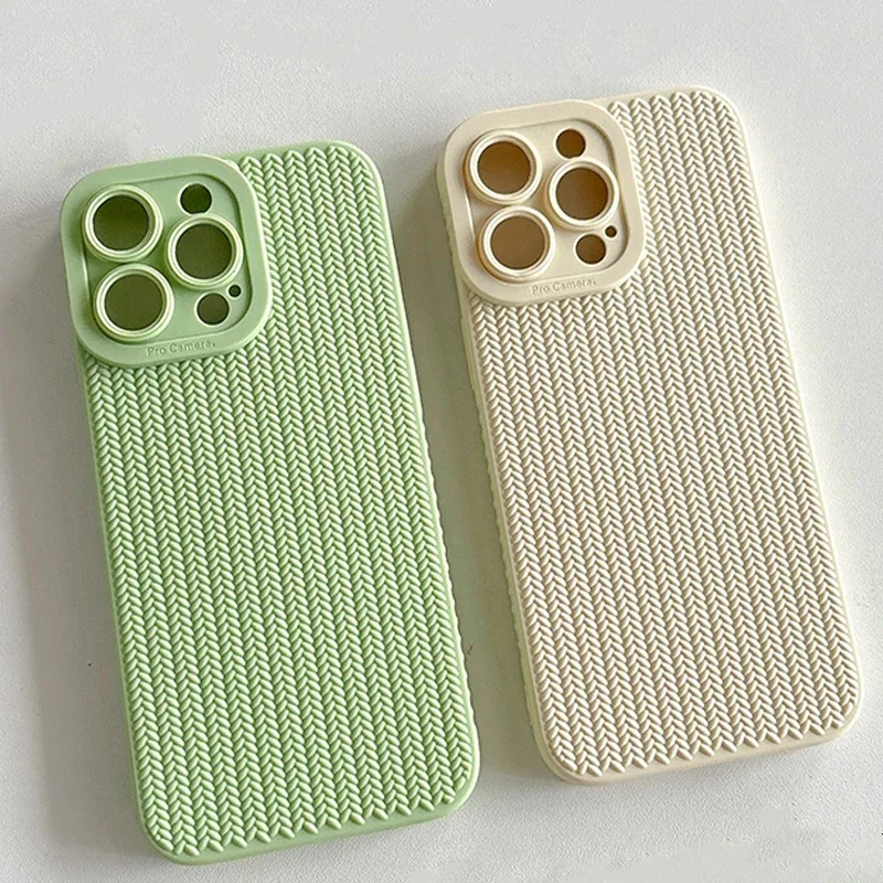 Elegant Fine Hole Woven Pattern Silicone Phone Case with Full Camera Protection & Shockproof Soft Bumper Cover