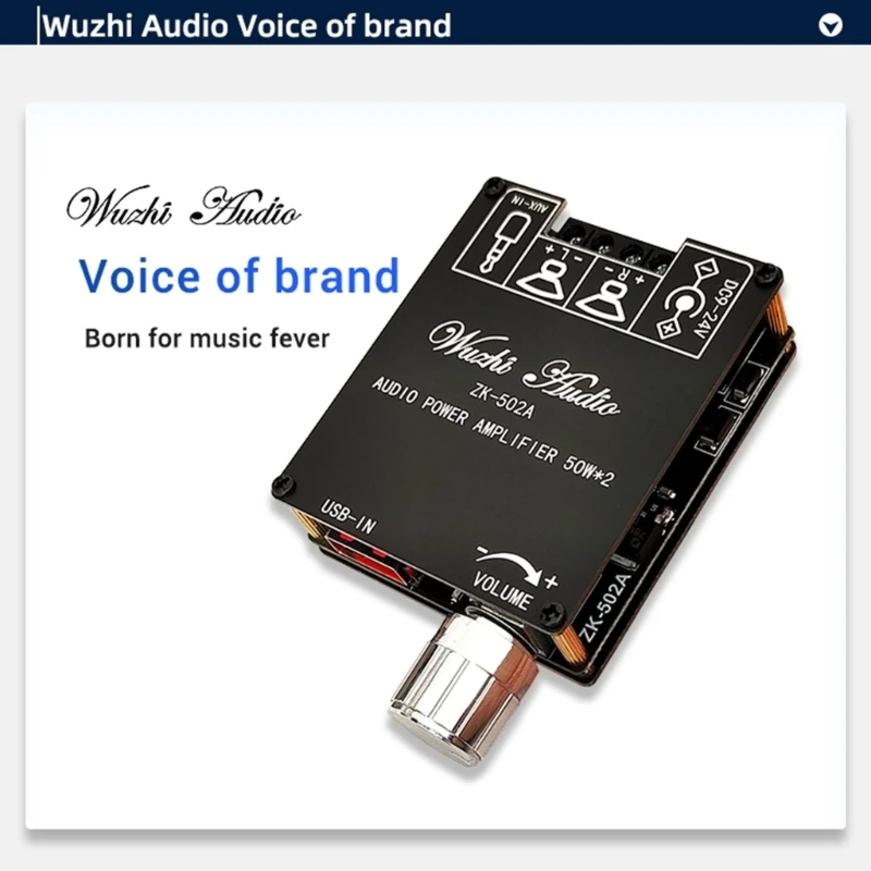 

ZK502A Модуль аудиоусилителя AUX BT5.1 UDisk USB-вход звуковой карты Защита от перегрева, перегрузки по току, короткого