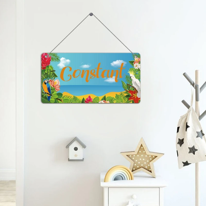 

1pc Holiday Beach Personalized Name Hanging Sign For Children Room Custom Wall art Plaque