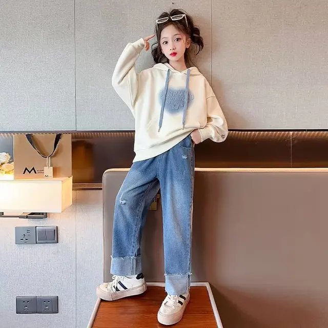 Hot Topic Custom Korean Style Hoodie Girl Tops Casual Kids Clothes