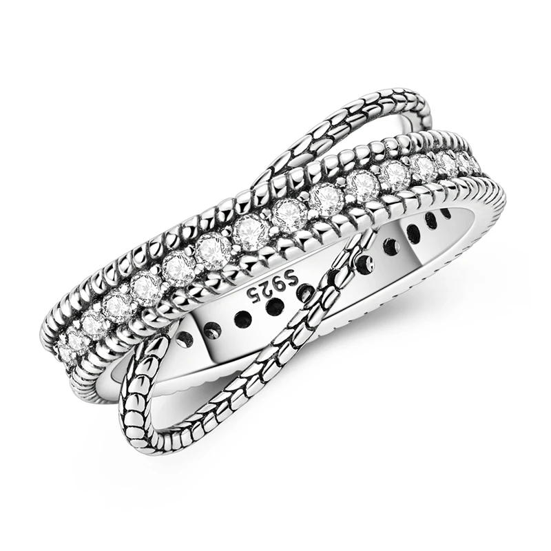 925 Silver Double Heart Zircon Ring Finger Wedding Ring DIY Women Fine Jewelry Gift Valentine's Day Silver heart ring,Silver rings,Silver ring,Wedding rings