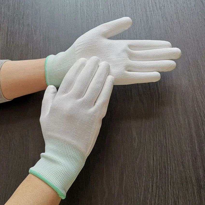 Anti Static Safe Gloves Electronic Working Gloves Polyester White PU Coated for Gardening Fishing-XS S M L guantes work gloves gardening gloves antistatic gloves