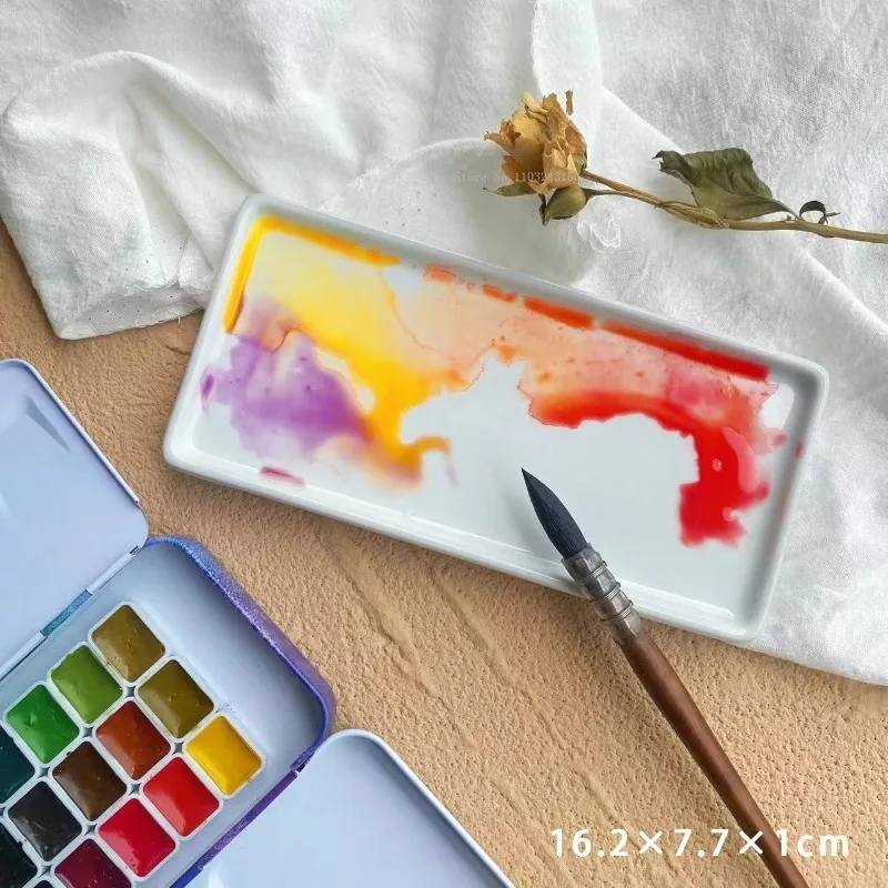 대형 수채화 세라믹 사각형 팔레트 청소가 용이한 미술 그림 용품 야외 아크릴 페인트 그림 제작 도구