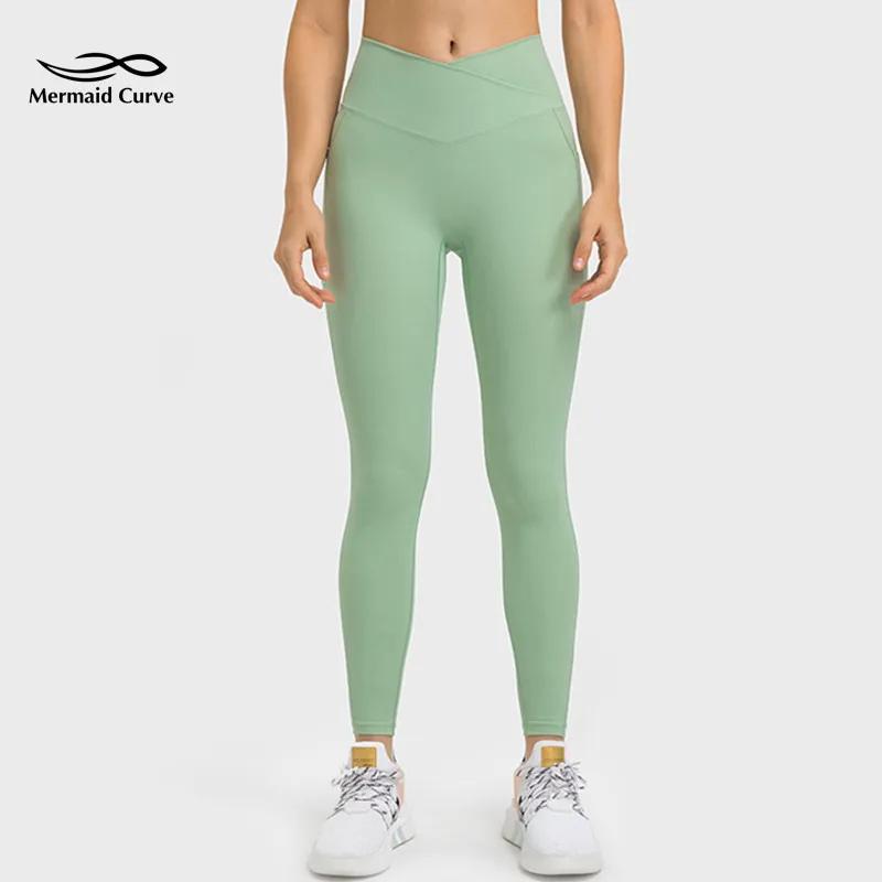 Cross Waist Yoga Tight - Summer Green