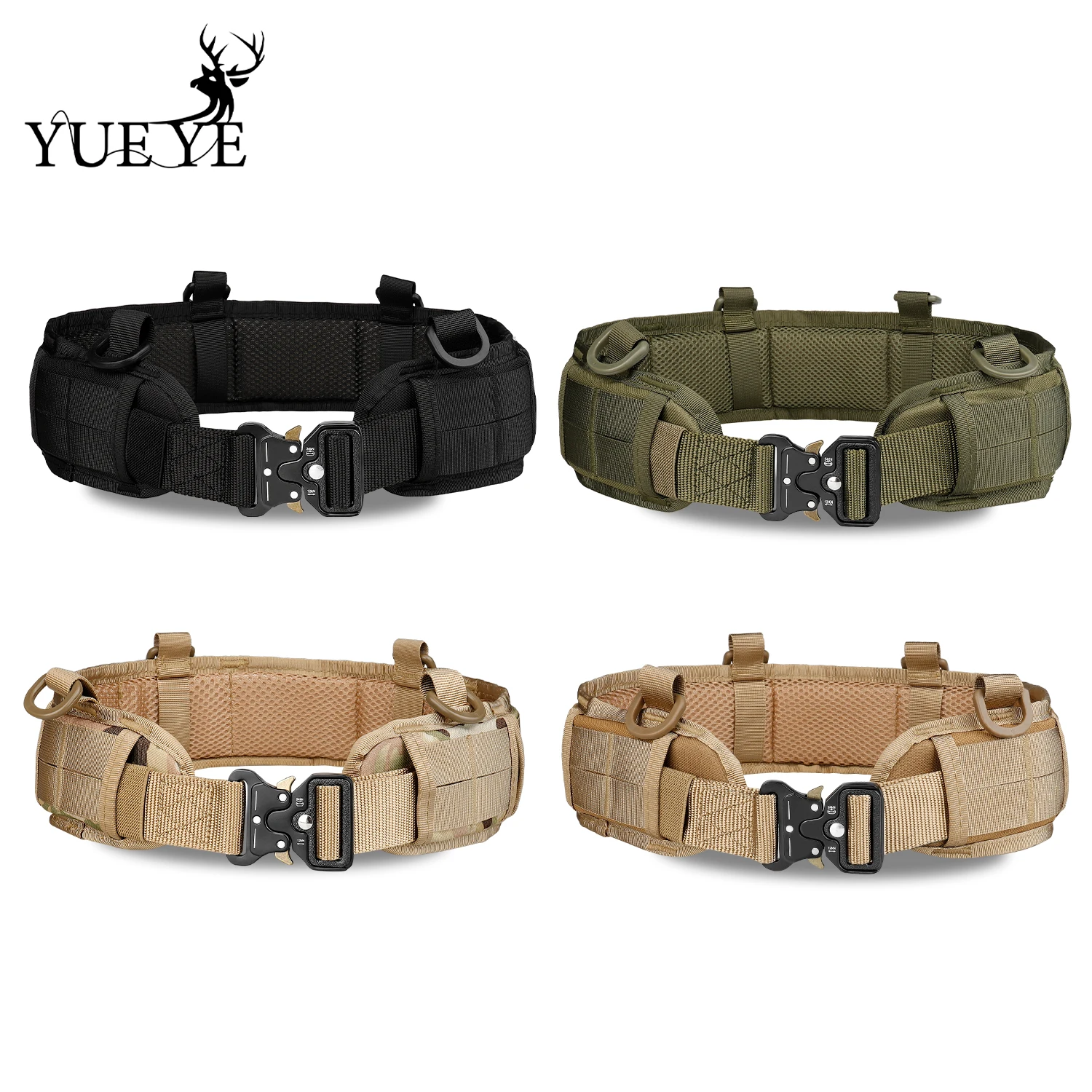 Military Tactical Adjustable Belt Outdoor Work Men Molle Battle Belt Army Combat CS Airsoft Hunting Paintball Padded Waist Belts