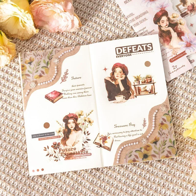 Transfer Stickers Sweetheart Diary girl versatile collage material Package Candy Supplies Background Scrapbook 177*115mm 2Sheets