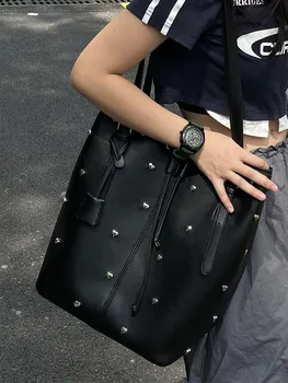 JIAERDI Y2k Grunge Bucket Bag Women Vintage Rivet Chic Pu Leather Large Capacity Handbag Female Harajuku Luxury Designer Bag New 1