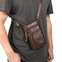 Nouveaux hommes en cuir véritable taille Packs sac téléphone pochette sacs hommes sac à main sac petite poitrine épaule ceinture sac bandoulière en cuir sacs 3