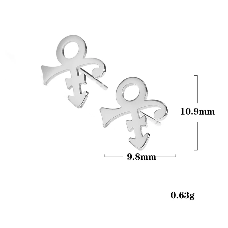 Mini Prince Symbol Cufflinks Earrings Stainless Steel Ear Studs Vintage Style New Fashion Birthday Party Jewelry Gifts for Women 6