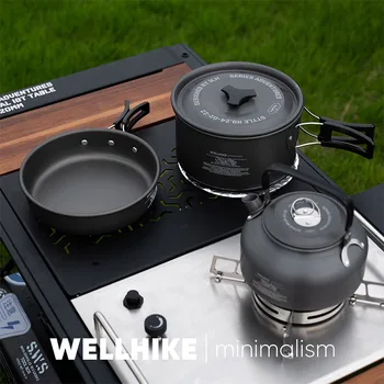 WELLHIKE Portable Camping Cookware Set – Kettle & Frying Pan for 1–2 People 1