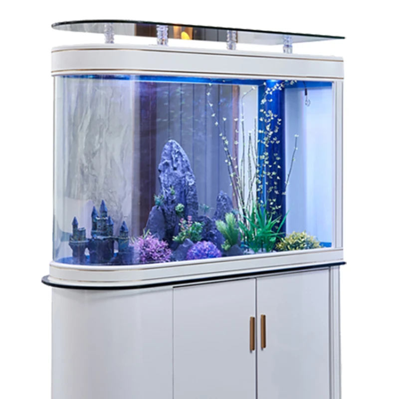 

Fish Tank Living Room Home Bullet Subareas Screens Large Bottom Filter Glass Ecological Aquarium